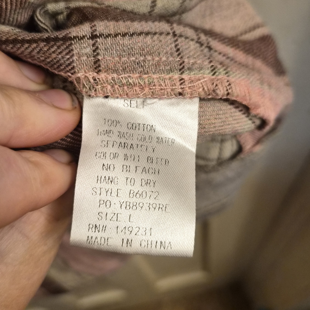 Pink and Brown Plaid Button-Up Shirt - Picture 5 of 7